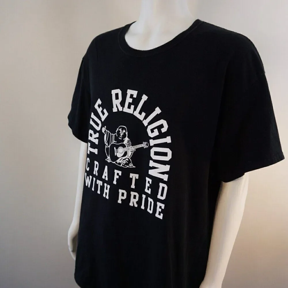 True Religion Crafted With Pride Mens T-shirt XL TR Arch Black Crewneck Cotton